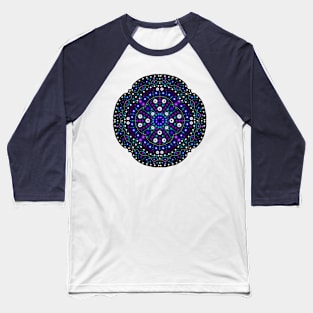 Black & Blue Rounded Mandala Baseball T-Shirt